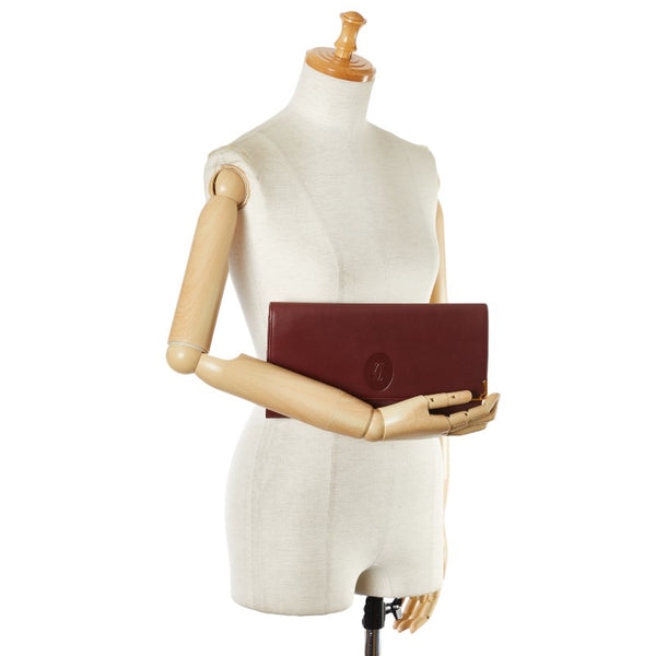 カルティエ マストライン クラッチバッグ セカンドバッグ ワインレッド レザー レディース CARTIER 【中古】