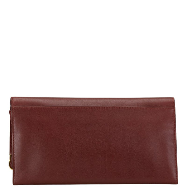 カルティエ マストライン クラッチバッグ セカンドバッグ ワインレッド レザー レディース CARTIER 【中古】