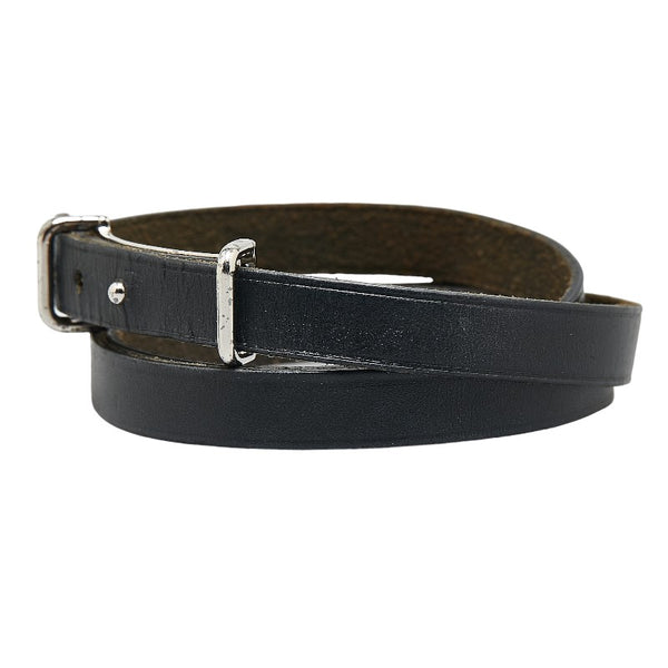 エルメス アピ2 ブレスレット ブラック シルバー レザー メンズ HERMES 【中古】