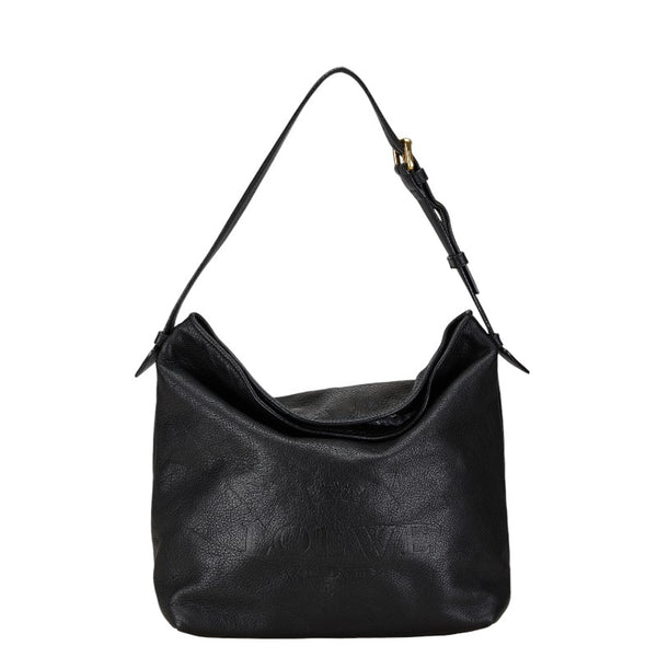 ロエベ ロゴ ワンショルダーバッグ ブラック レザー レディース LOEWE 【中古】