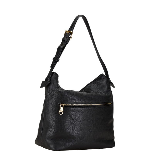 ロエベ ロゴ ワンショルダーバッグ ブラック レザー レディース LOEWE 【中古】