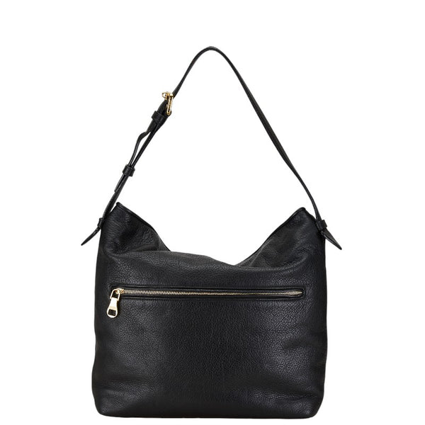 ロエベ ロゴ ワンショルダーバッグ ブラック レザー レディース LOEWE 【中古】