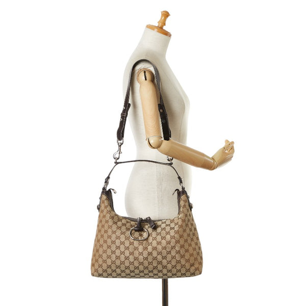 グッチ GGキャンバス ハンドバッグ ショルダーバッグ 2WAY 232967 213317 ベージュ ブラウン キャンバス レザー レディース GUCCI 【中古】