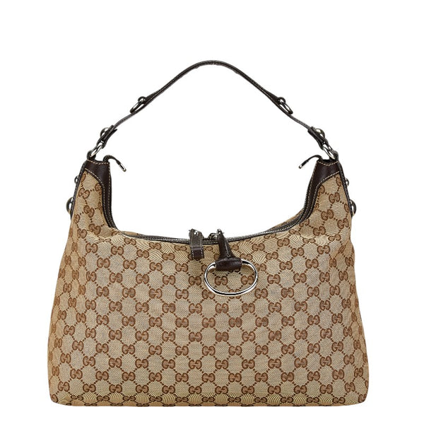 グッチ GGキャンバス ハンドバッグ ショルダーバッグ 2WAY 232967 213317 ベージュ ブラウン キャンバス レザー レディース GUCCI 【中古】