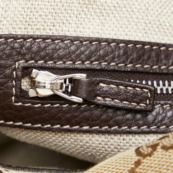 グッチ GGキャンバス ハンドバッグ ショルダーバッグ 2WAY 232967 213317 ベージュ ブラウン キャンバス レザー レディース GUCCI 【中古】