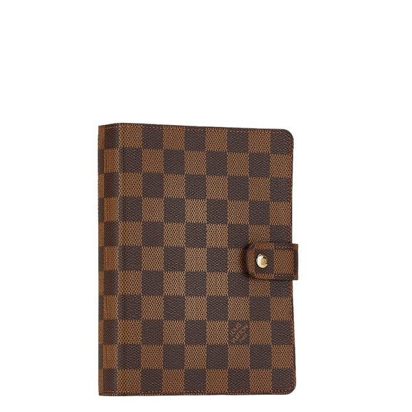 ルイ ヴィトン ダミエ アジェンダMM 6穴式 手帳 手帳カバー R20240 ブラウン エベヌ レザー レディース LOUIS VUITTON 【中古】