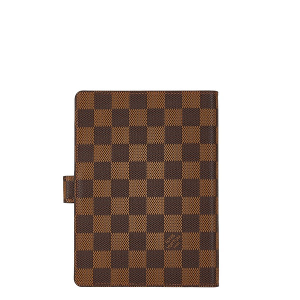 ルイ ヴィトン ダミエ アジェンダMM 6穴式 手帳 手帳カバー R20240 ブラウン エベヌ レザー レディース LOUIS VUITTON 【中古】