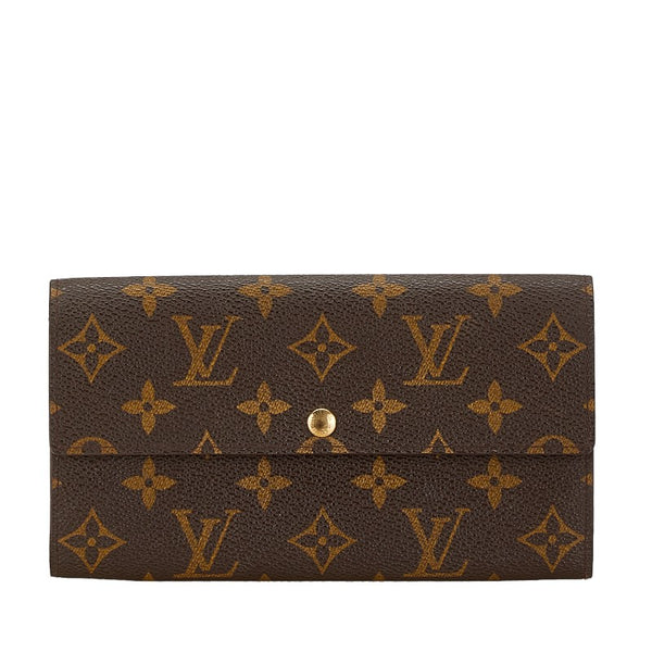 ルイ ヴィトン モノグラム ポシェット ポルト モネ クレディ 長財布 M61725 ブラウン PVC レザー レディース LOUIS VUITTON 【中古】