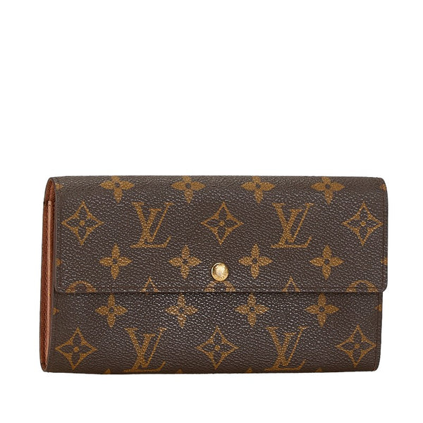 ルイ ヴィトン モノグラム ポシェット ポルト モネ クレディ 長財布 M61725 ブラウン PVC レザー レディース LOUIS VUITTON 【中古】