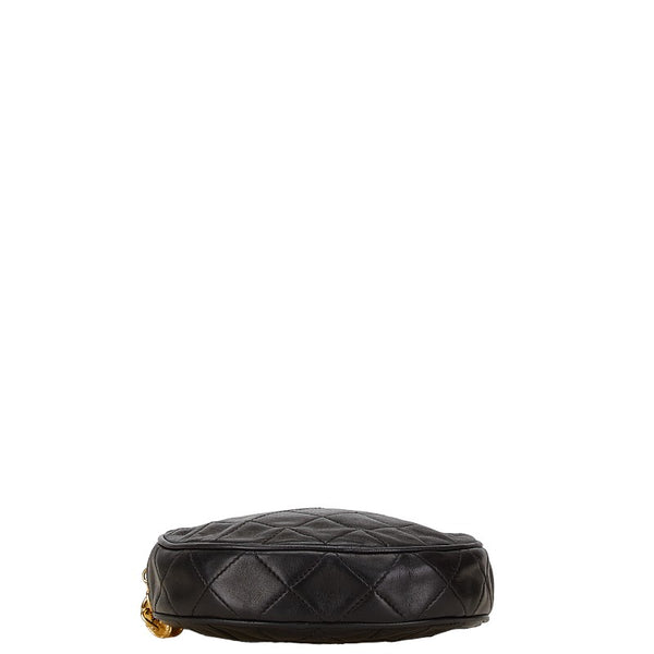 シャネル マトラッセ ラウンド フリンジ チェーン ハンドバッグ ブラック レザー レディース CHANEL 【中古】