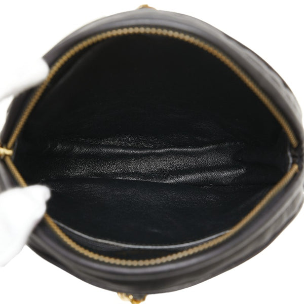 シャネル マトラッセ ラウンド フリンジ チェーン ハンドバッグ ブラック レザー レディース CHANEL 【中古】