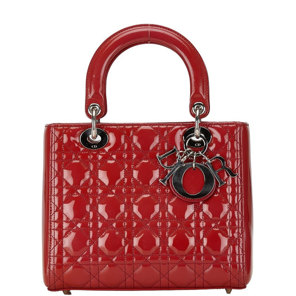 ディオール レディディオール ハンドバッグ ショルダーバッグ 2WAY ピンク レッド エナメル レディース Dior 【中古】