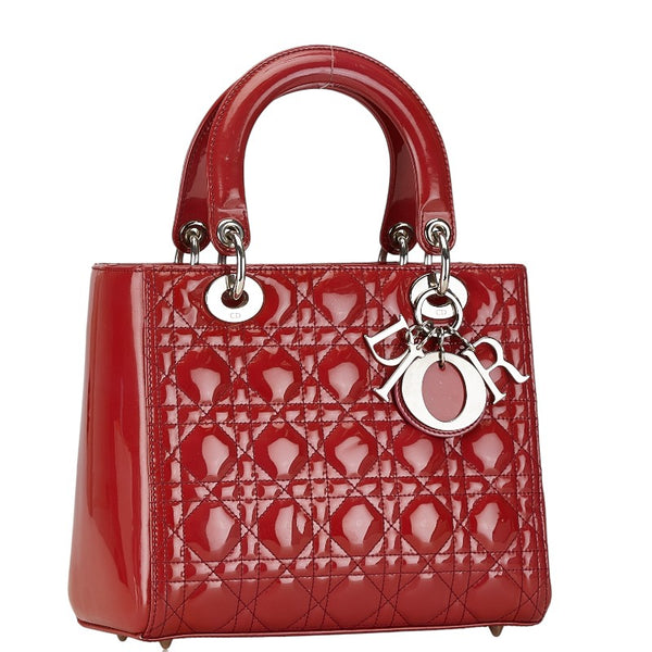 ディオール レディディオール ハンドバッグ ショルダーバッグ 2WAY ピンク レッド エナメル レディース Dior 【中古】