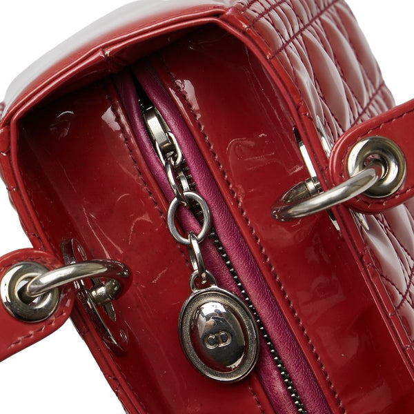 ディオール レディディオール ハンドバッグ ショルダーバッグ 2WAY ピンク レッド エナメル レディース Dior 【中古】