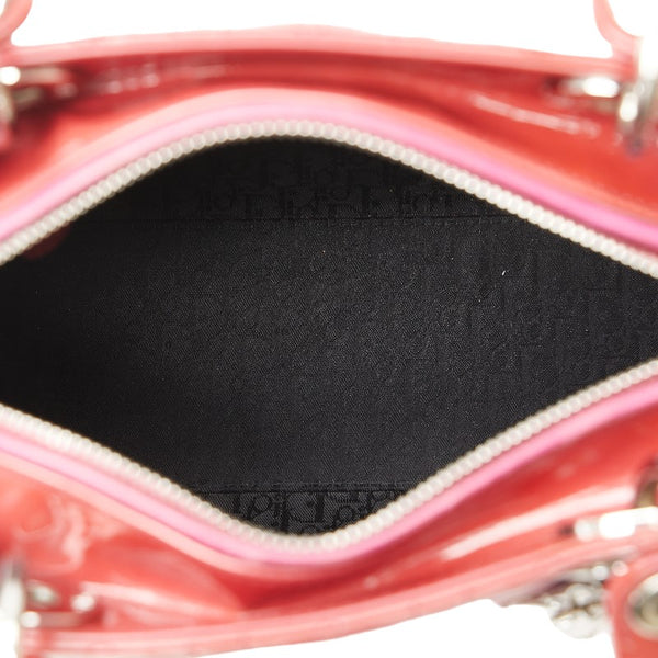 ディオール レディディオール ハンドバッグ ショルダーバッグ 2WAY ピンク レッド エナメル レディース Dior 【中古】