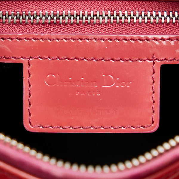 ディオール レディディオール ハンドバッグ ショルダーバッグ 2WAY ピンク レッド エナメル レディース Dior 【中古】
