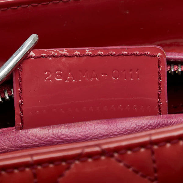 ディオール レディディオール ハンドバッグ ショルダーバッグ 2WAY ピンク レッド エナメル レディース Dior 【中古】