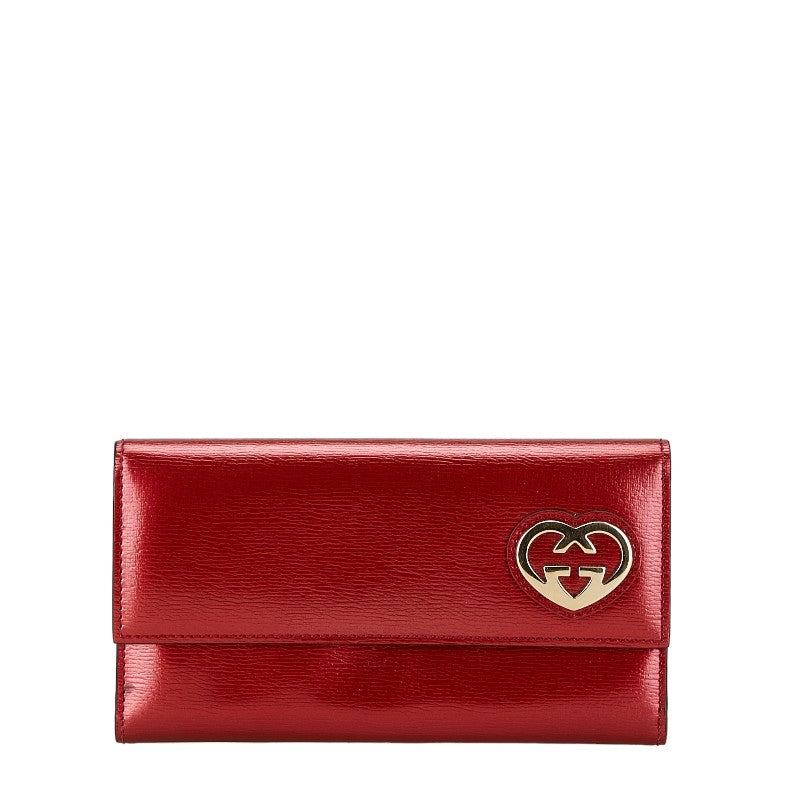 グッチ LOVELY ラブリー 長財布 251861 0959 レッド メタリックレッド エナメル レディース GUCCI 【中古】