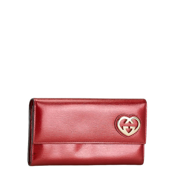 グッチ LOVELY ラブリー 長財布 251861 0959 レッド メタリックレッド エナメル レディース GUCCI 【中古】