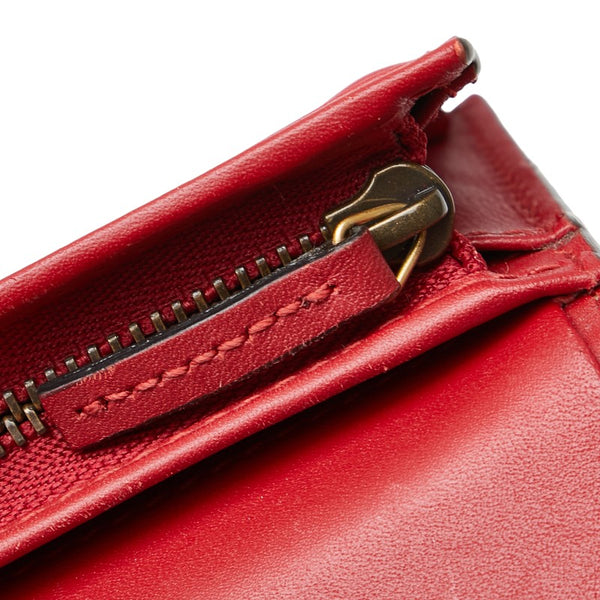 グッチ GGスプリーム チェリー フラップ コンパクト ウォレット 476050 ベージュ レッド PVC レザー レディース GUCCI 【中古】