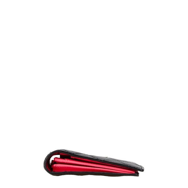 シャネル カンボンライン ココマーク 二つ折り財布 ブラック ホワイト レザー レディース CHANEL 【中古】