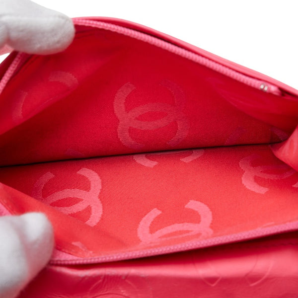 シャネル カンボンライン ココマーク 二つ折り財布 ブラック ホワイト レザー レディース CHANEL 【中古】