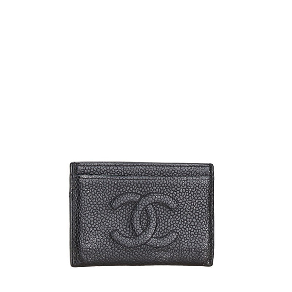 シャネル ココマーク カードケース 名刺入れ ブラック キャビアスキン レディース CHANEL 【中古】