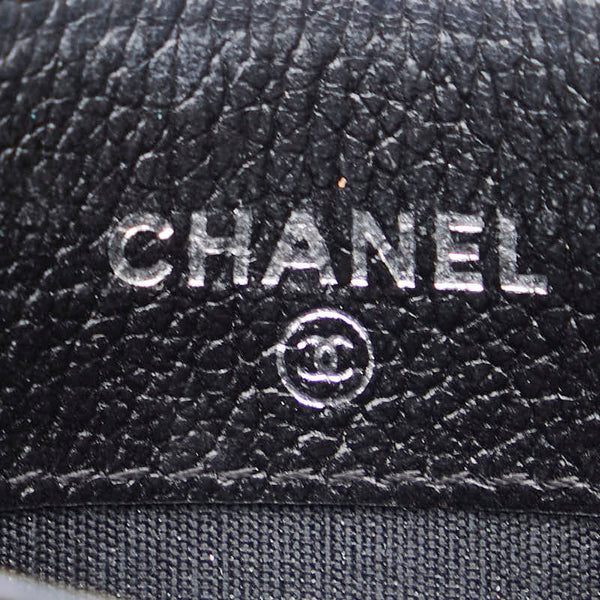 シャネル ココマーク カメリア カードケース 名刺入れ ブラック レザー レディース CHANEL 【中古】