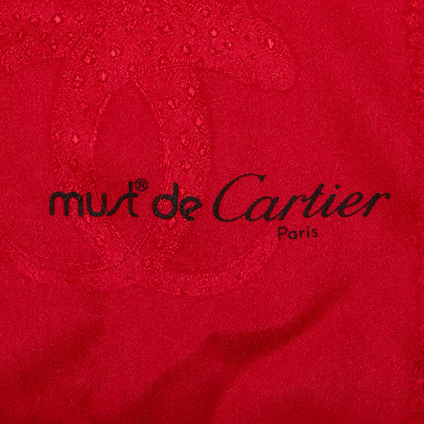 カルティエ マスト ドゥ カルティエ スカーフ レッド ブルー マルチカラー シルク レディース CARTIER 【中古】