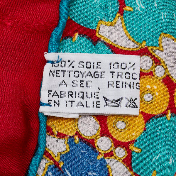 カルティエ マスト ドゥ カルティエ スカーフ レッド ブルー マルチカラー シルク レディース CARTIER 【中古】