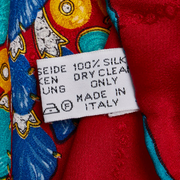 カルティエ マスト ドゥ カルティエ スカーフ レッド ブルー マルチカラー シルク レディース CARTIER 【中古】