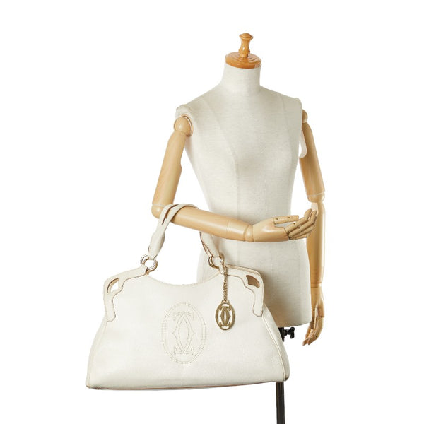 カルティエ マストライン マルチェロ ハンドバッグ ホワイト レザー レディース CARTIER 【中古】