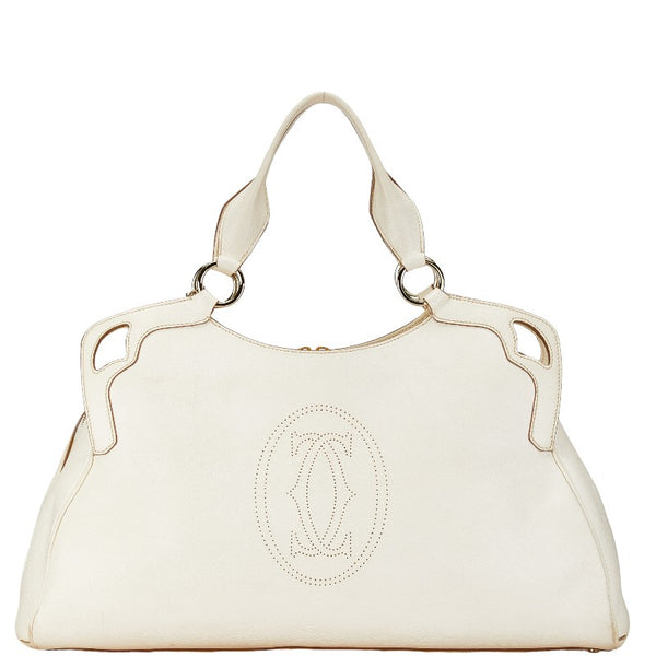 カルティエ マストライン マルチェロ ハンドバッグ ホワイト レザー レディース CARTIER 【中古】