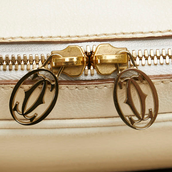 カルティエ マストライン マルチェロ ハンドバッグ ホワイト レザー レディース CARTIER 【中古】