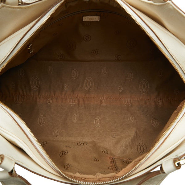 カルティエ マストライン マルチェロ ハンドバッグ ホワイト レザー レディース CARTIER 【中古】