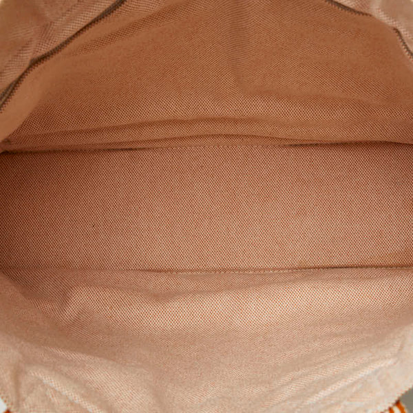 エルメス ニューフールトゥ トートMM ハンドバッグ トートバッグ オレンジ ベージュ キャンバス レディース HERMES 【中古】