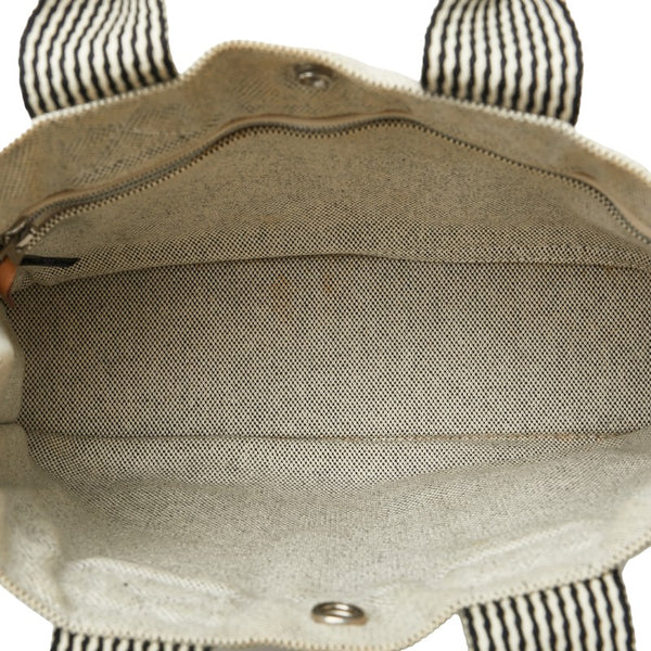 エルメス ニューフールトゥPM ハンドバッグ グレー キャンバス レザー レディース HERMES 【中古】