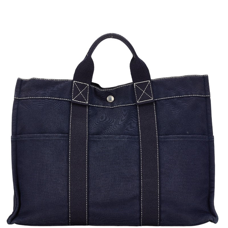 エルメス フールトゥMM ハンドバッグ トートバッグ ネイビー キャンバス レディース HERMES 【中古】