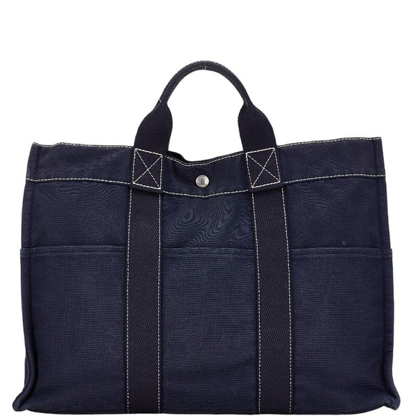 エルメス フールトゥMM ハンドバッグ トートバッグ ネイビー キャンバス レディース HERMES 【中古】