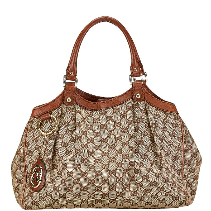 グッチ GGキャンバス スーキー トートバッグ 211944 ベージュ ブラウン キャンバス レザー レディース GUCCI 【中古】