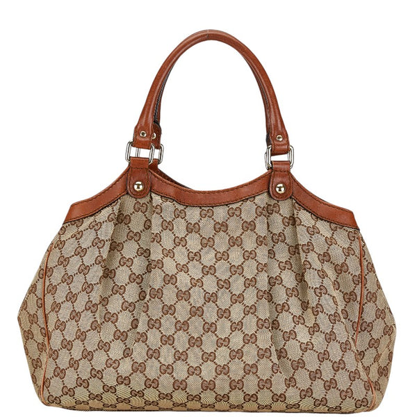 グッチ GGキャンバス スーキー トートバッグ 211944 ベージュ ブラウン キャンバス レザー レディース GUCCI 【中古】