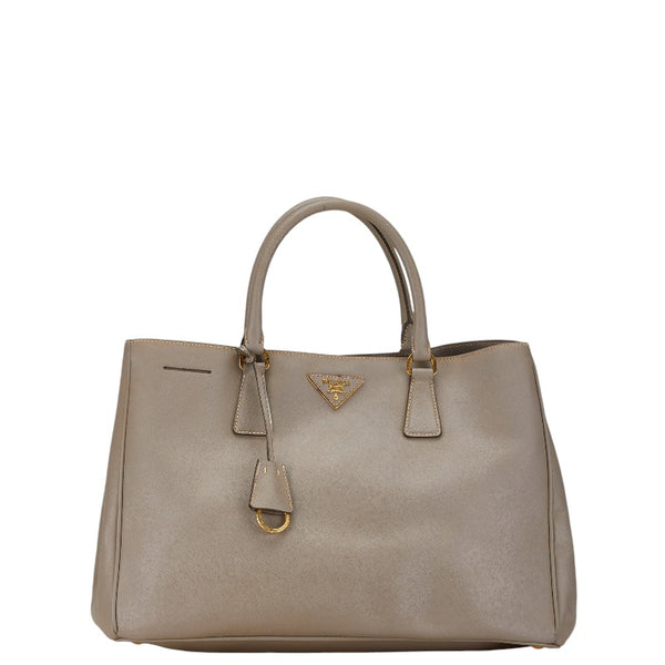 プラダ サフィアーノ 三角ロゴプレート ハンドバッグ BN1874 グレージュ レザー レディース PRADA 【中古】