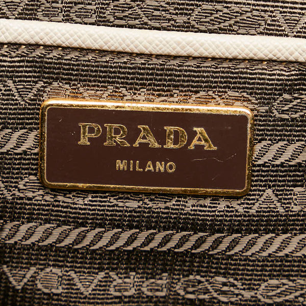 プラダ サフィアーノ 三角ロゴプレート ハンドバッグ BN1874 グレージュ レザー レディース PRADA 【中古】