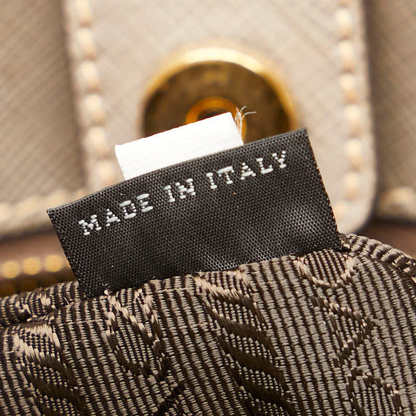 プラダ サフィアーノ 三角ロゴプレート ハンドバッグ BN1874 グレージュ レザー レディース PRADA 【中古】