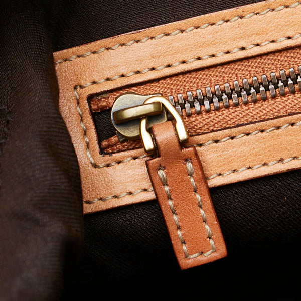 グッチ バンブー スタッズ フラワー 花 ハンドバッグ 123241 ブラウン ホワイト レザー キャンバス レディース GUCCI 【中古】