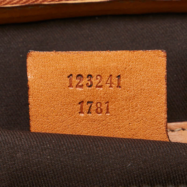 グッチ バンブー スタッズ フラワー 花 ハンドバッグ 123241 ブラウン ホワイト レザー キャンバス レディース GUCCI 【中古】