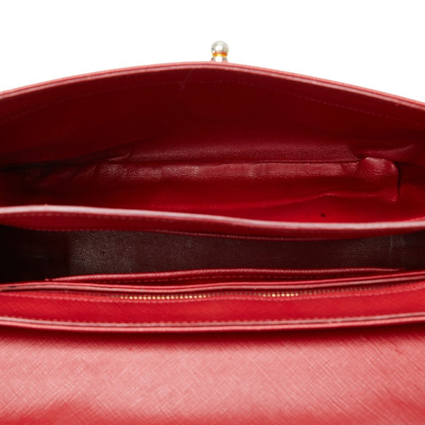 プラダ サフィアーノ ルクス ハンドバッグ ショルダーバッグ 2WAY レッド レザー レディース PRADA 【中古】