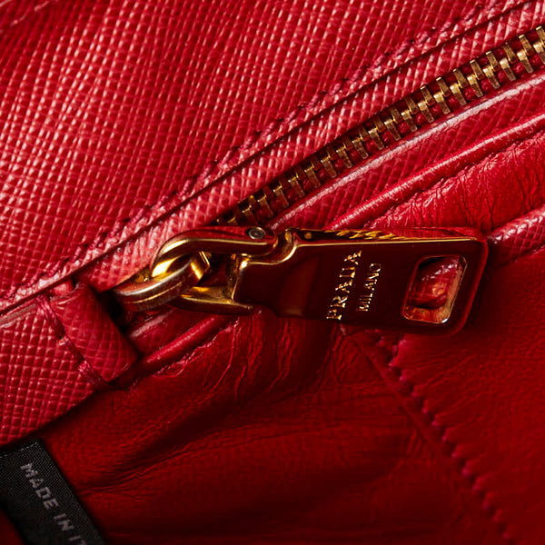 プラダ サフィアーノ ルクス ハンドバッグ ショルダーバッグ 2WAY レッド レザー レディース PRADA 【中古】