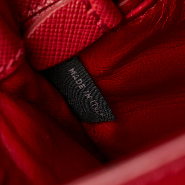 プラダ サフィアーノ ルクス ハンドバッグ ショルダーバッグ 2WAY レッド レザー レディース PRADA 【中古】