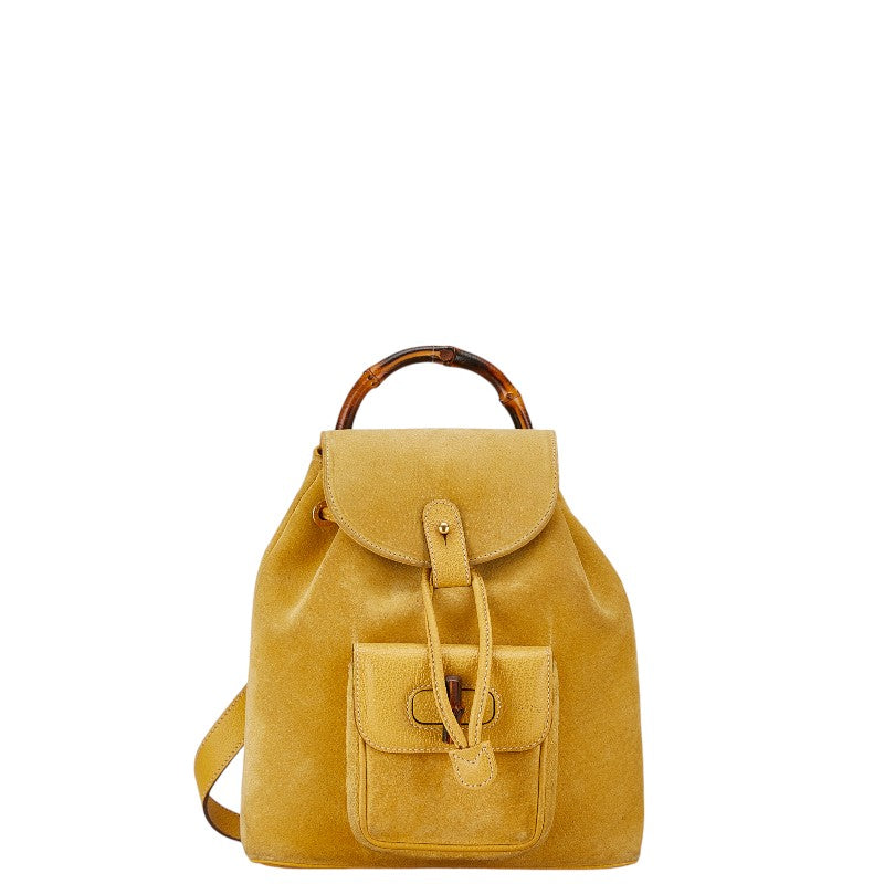 グッチ バンブー ミニリュック バックパック 003 2058 0030 イエロー スウェード レザー レディース GUCCI 【中古】